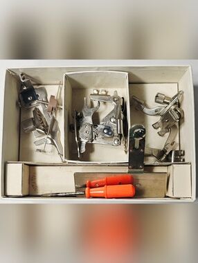 Vintage Singer 404 Attachment Set w Box Manual Ruffler Presser Feet